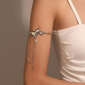 Silver Hearts Arm Bracelet Cuff Arm Bangle Jewelry